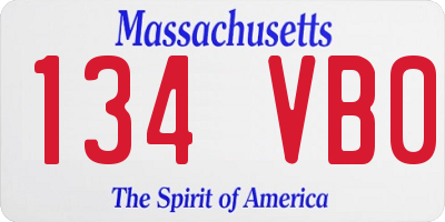 MA license plate 134VB0