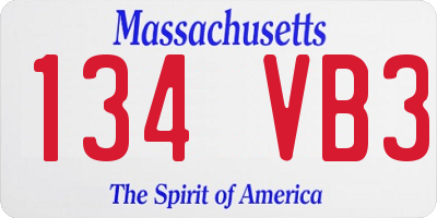 MA license plate 134VB3