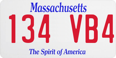 MA license plate 134VB4