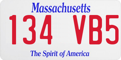 MA license plate 134VB5