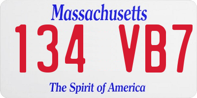 MA license plate 134VB7