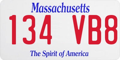 MA license plate 134VB8