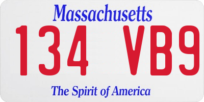 MA license plate 134VB9