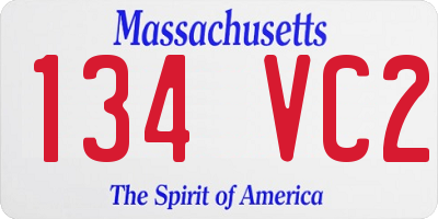 MA license plate 134VC2