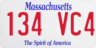 MA license plate 134VC4