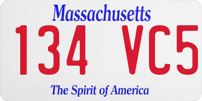 MA license plate 134VC5
