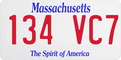 MA license plate 134VC7