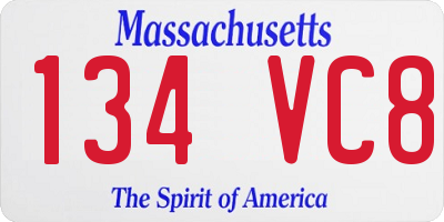 MA license plate 134VC8