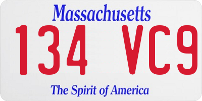 MA license plate 134VC9