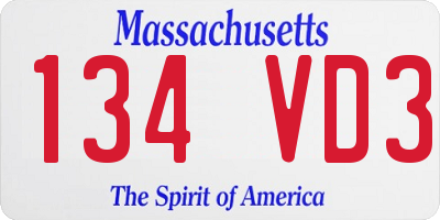 MA license plate 134VD3