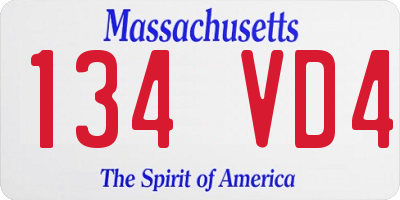 MA license plate 134VD4