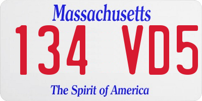 MA license plate 134VD5