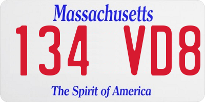 MA license plate 134VD8