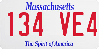 MA license plate 134VE4