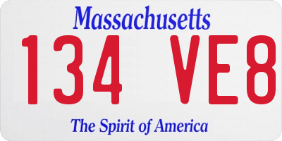 MA license plate 134VE8