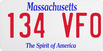 MA license plate 134VF0