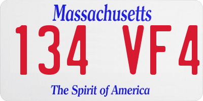 MA license plate 134VF4