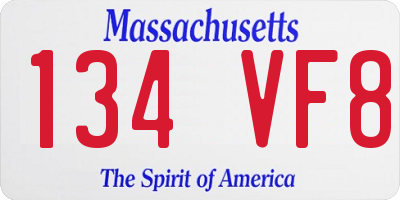 MA license plate 134VF8