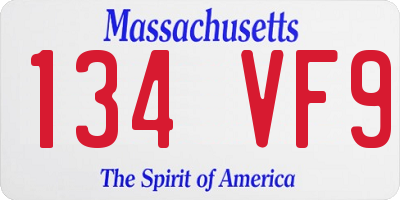 MA license plate 134VF9