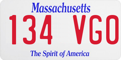 MA license plate 134VG0