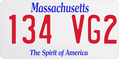 MA license plate 134VG2