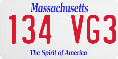 MA license plate 134VG3