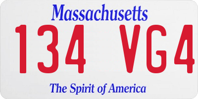 MA license plate 134VG4