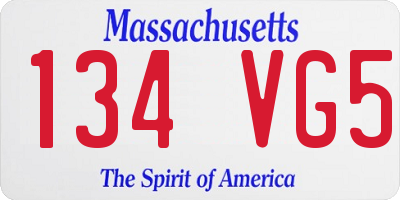 MA license plate 134VG5