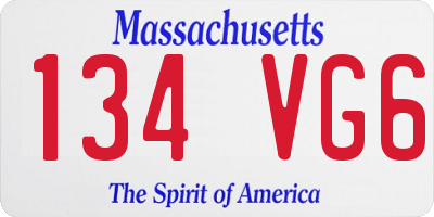 MA license plate 134VG6