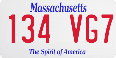 MA license plate 134VG7