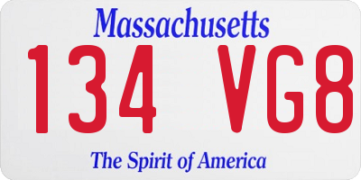 MA license plate 134VG8