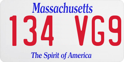 MA license plate 134VG9