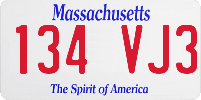 MA license plate 134VJ3