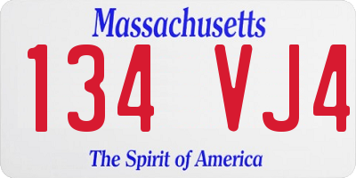 MA license plate 134VJ4