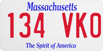 MA license plate 134VK0