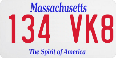 MA license plate 134VK8