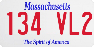 MA license plate 134VL2