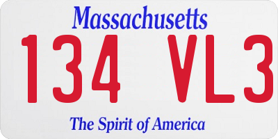 MA license plate 134VL3