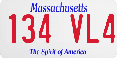 MA license plate 134VL4