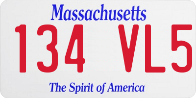 MA license plate 134VL5