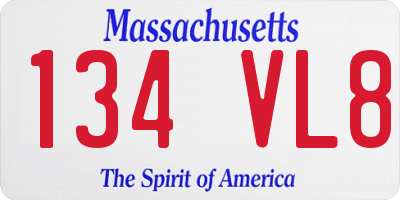 MA license plate 134VL8