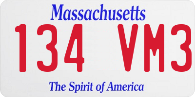 MA license plate 134VM3