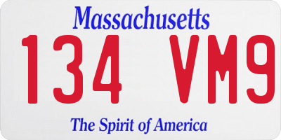 MA license plate 134VM9