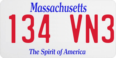 MA license plate 134VN3