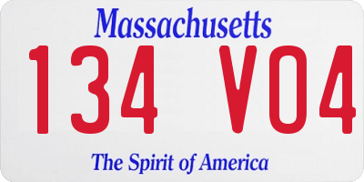 MA license plate 134VO4