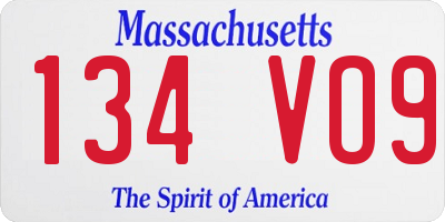 MA license plate 134VO9