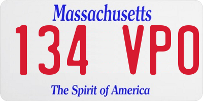 MA license plate 134VP0