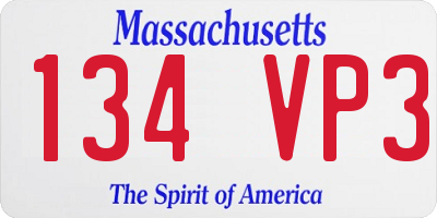 MA license plate 134VP3