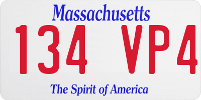 MA license plate 134VP4