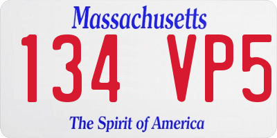 MA license plate 134VP5